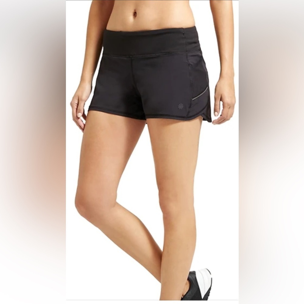 Athleta Running‎ mid rise black dual layer shorts Sz XS Ready Set go shorts